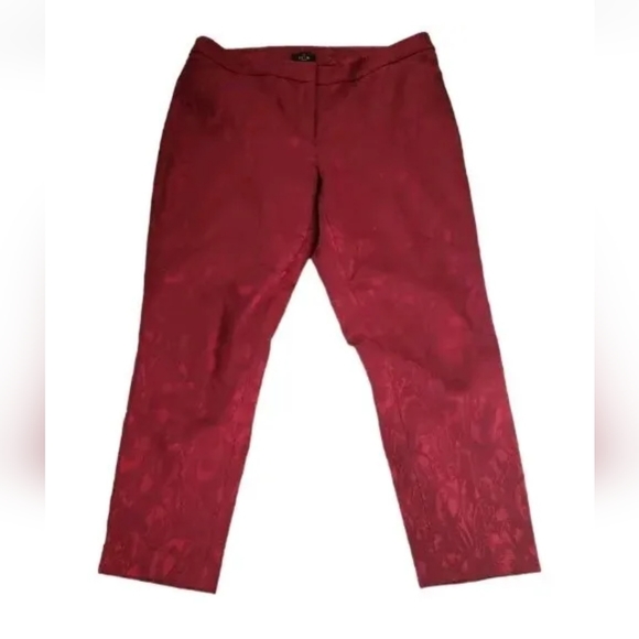 White House Black Market Pants - White House Black Market The Slim Ankle Pant Red Size 10 Stretch Paisley Print